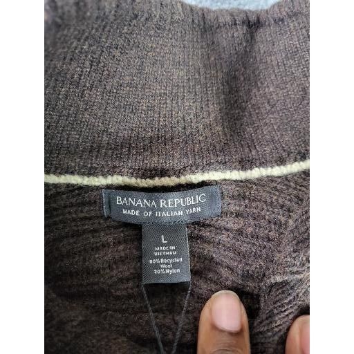 Banana Republic Banana Republic Wool Pullover Sweater Men Sz L Brown 1/4 But Size US L / EU 52-54 / 3 - 5 Thumbnail