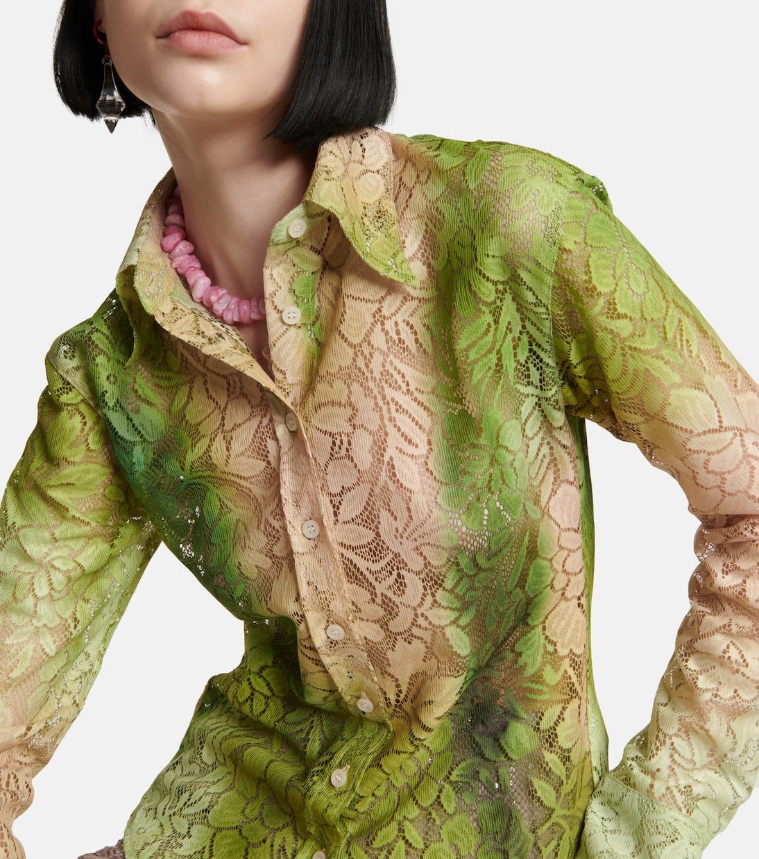 Acne Studios $480 Acne Studios Lace Floral Shirt Size US XS / EU 42 / 0 - 4 Thumbnail