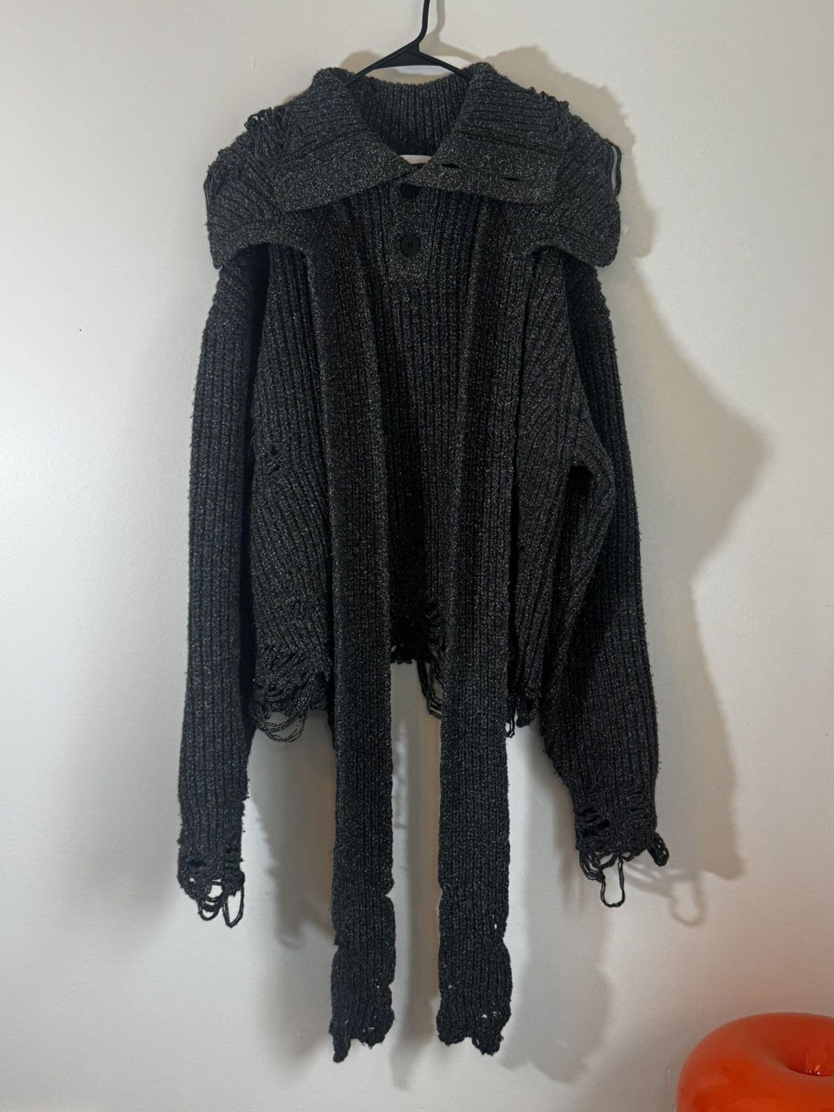 Sean Suen Sean Suen Black Distressed Turtleneck Sweater Size US M / EU 48-50 / 2 - 1 Thumbnail