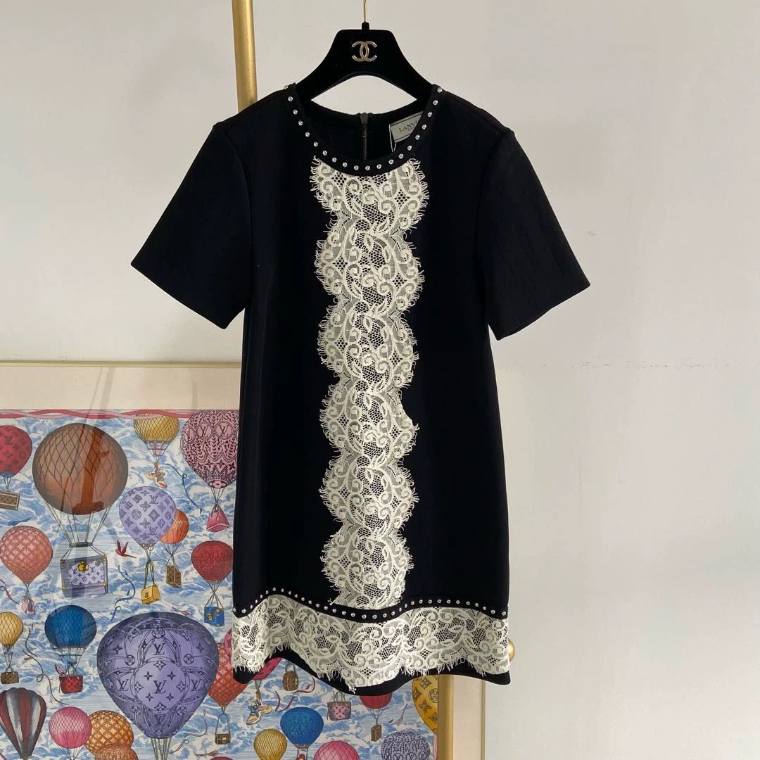 Lanvin Lanvin women's black short-sleeve dress Size M / US 6-8 / IT 42-44 - 1 Thumbnail