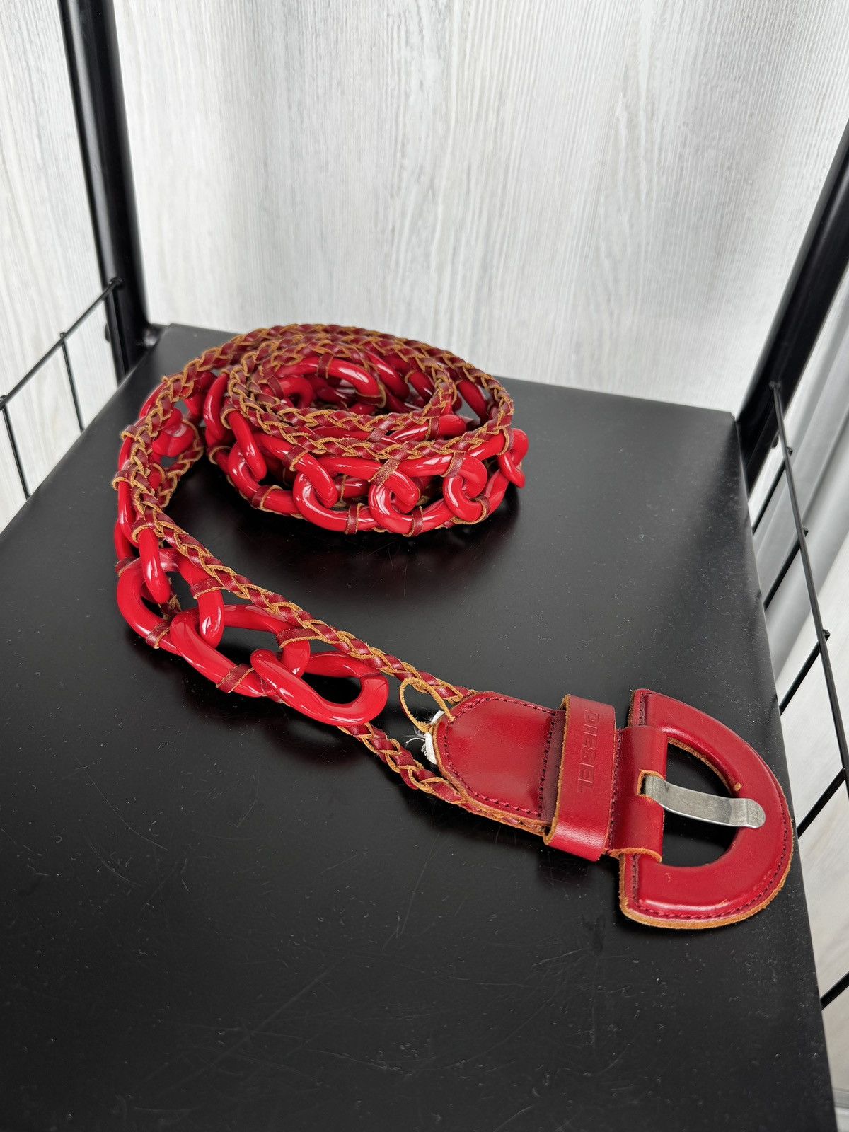 Diesel Diesel vintage avant garde chain style cow leather belt 32 Size 32 - 2 Thumbnail