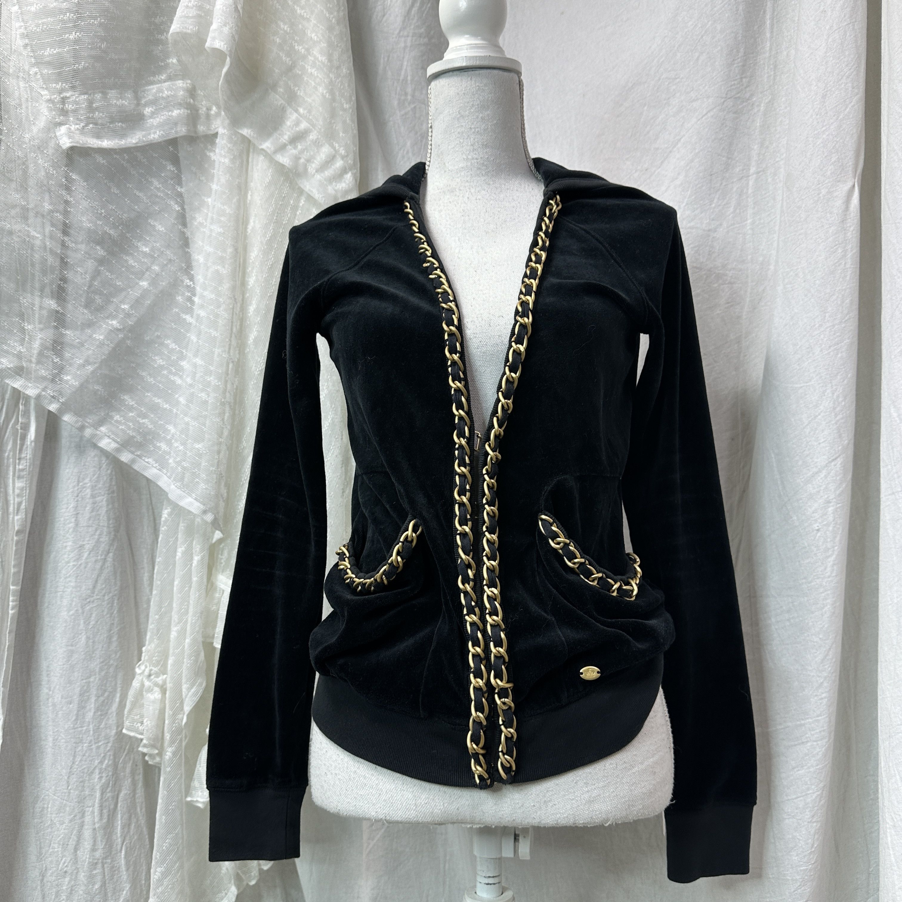 Juicy Couture Vintage Velvet Streetwear Juicy Couture Hoodie Chains Y2K Size M / US 6-8 / IT 42-44 - 2 Thumbnail