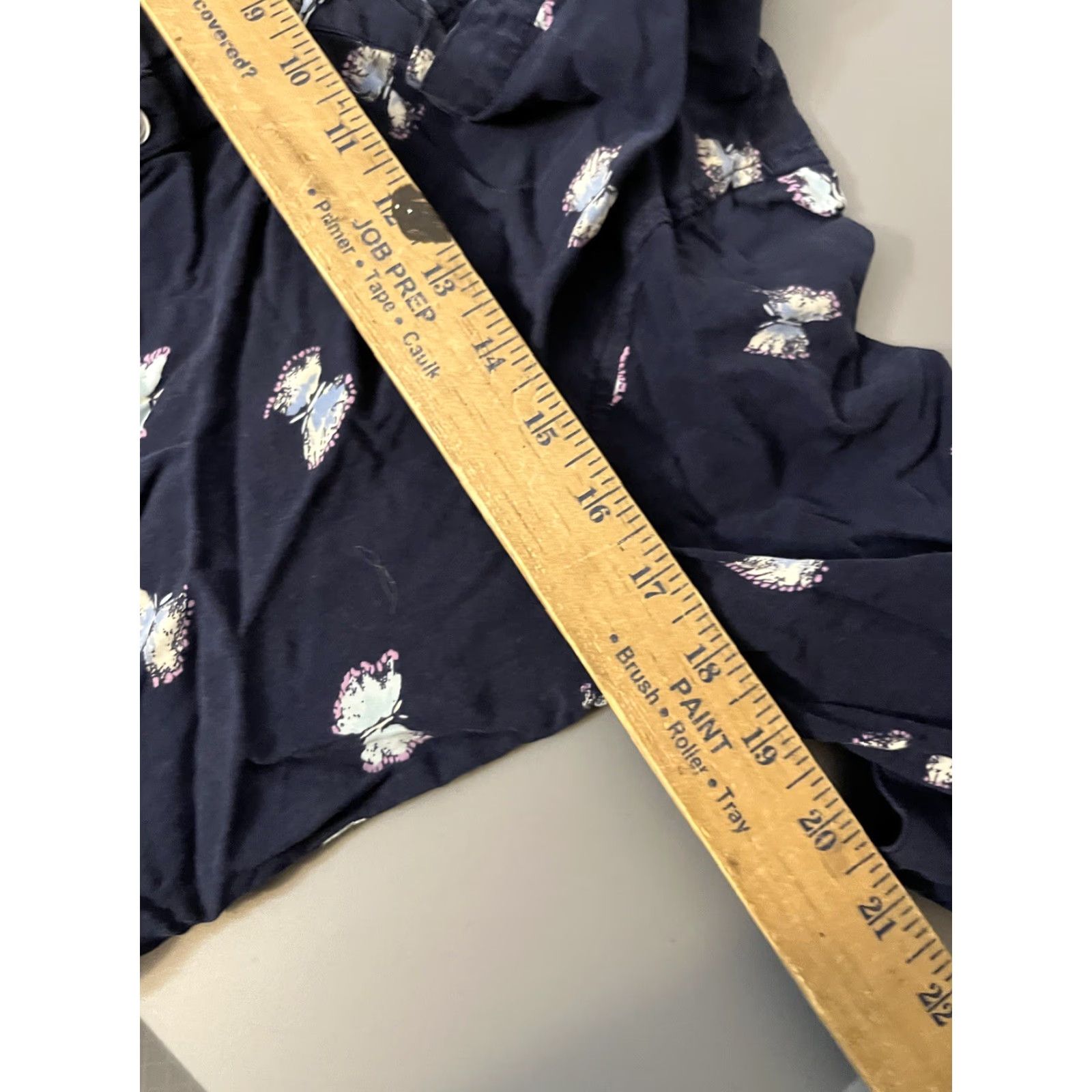 Vintage Bass Shirt Small Navy Blue Popover Butterflies Roll Tab Sleeves Top Size S / US 4 / IT 40 - 5 Thumbnail
