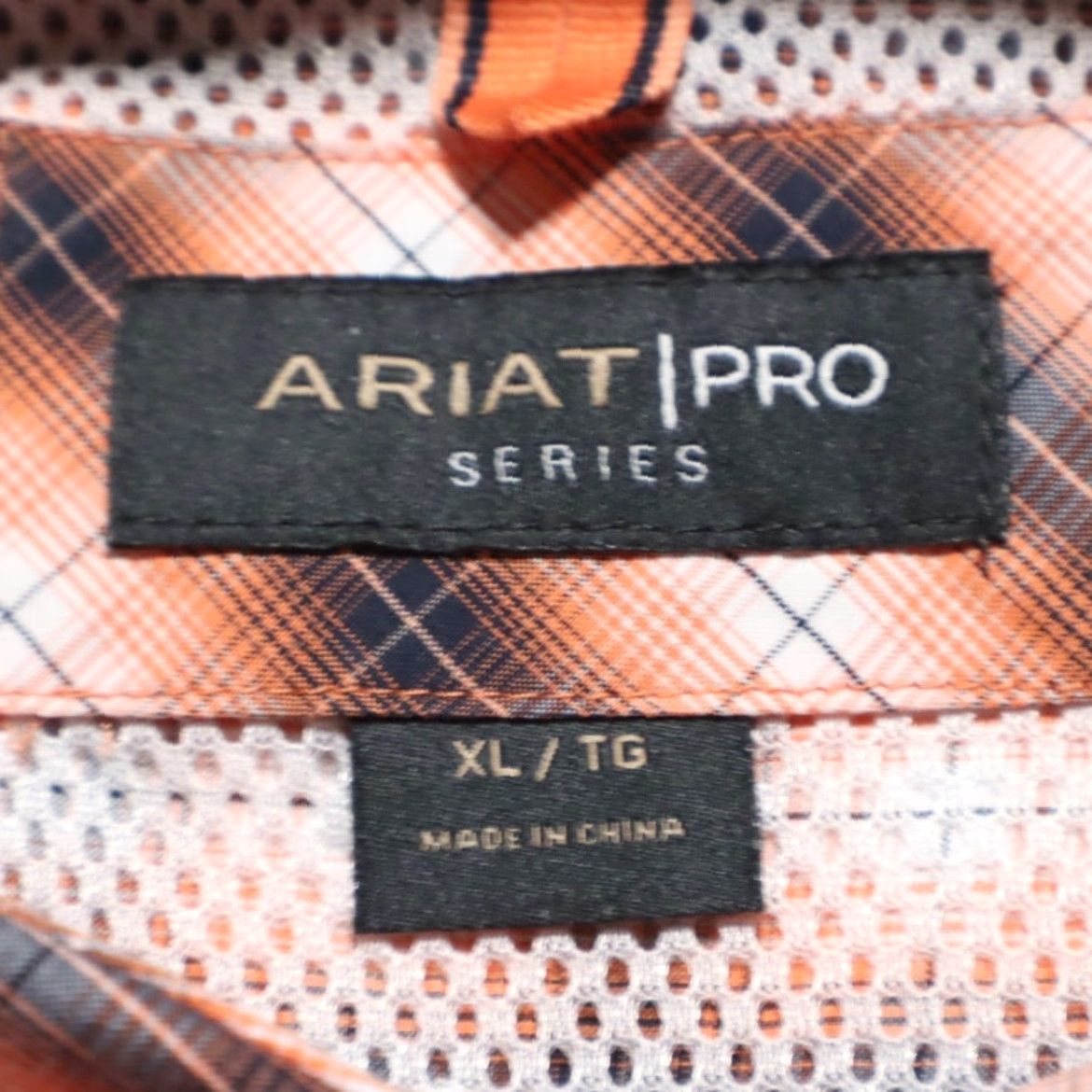 Ariat Ariat Pro Series Plaid Button Down Shirt Blaze Orange Men's XL Shirt Mens XL Blaze Orange Plaid Pro Series Cotton Blend Long Sleeve Button Down Shirt Size US XL / EU 56 / 4 - 5 Thumbnail