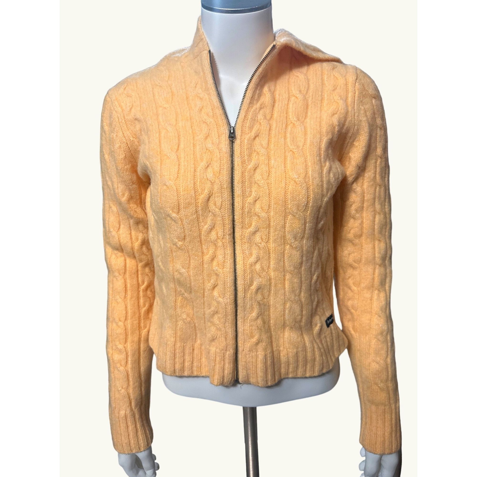 Abercrombie & Fitch Abercrombie & Fitch Yellow Cable Knit Wool Hoodie Sweater Wo Size M / US 6-8 / IT 42-44 - 2 Thumbnail