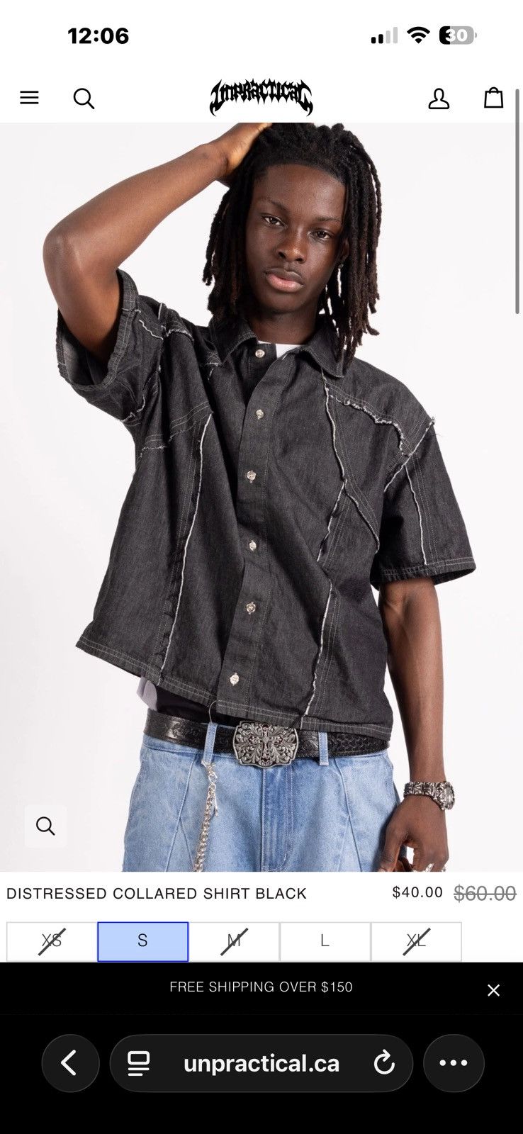 Other DISTRESSED COLLARED SHIRT BLACK Size US M / EU 48-50 / 2 - 3 Thumbnail