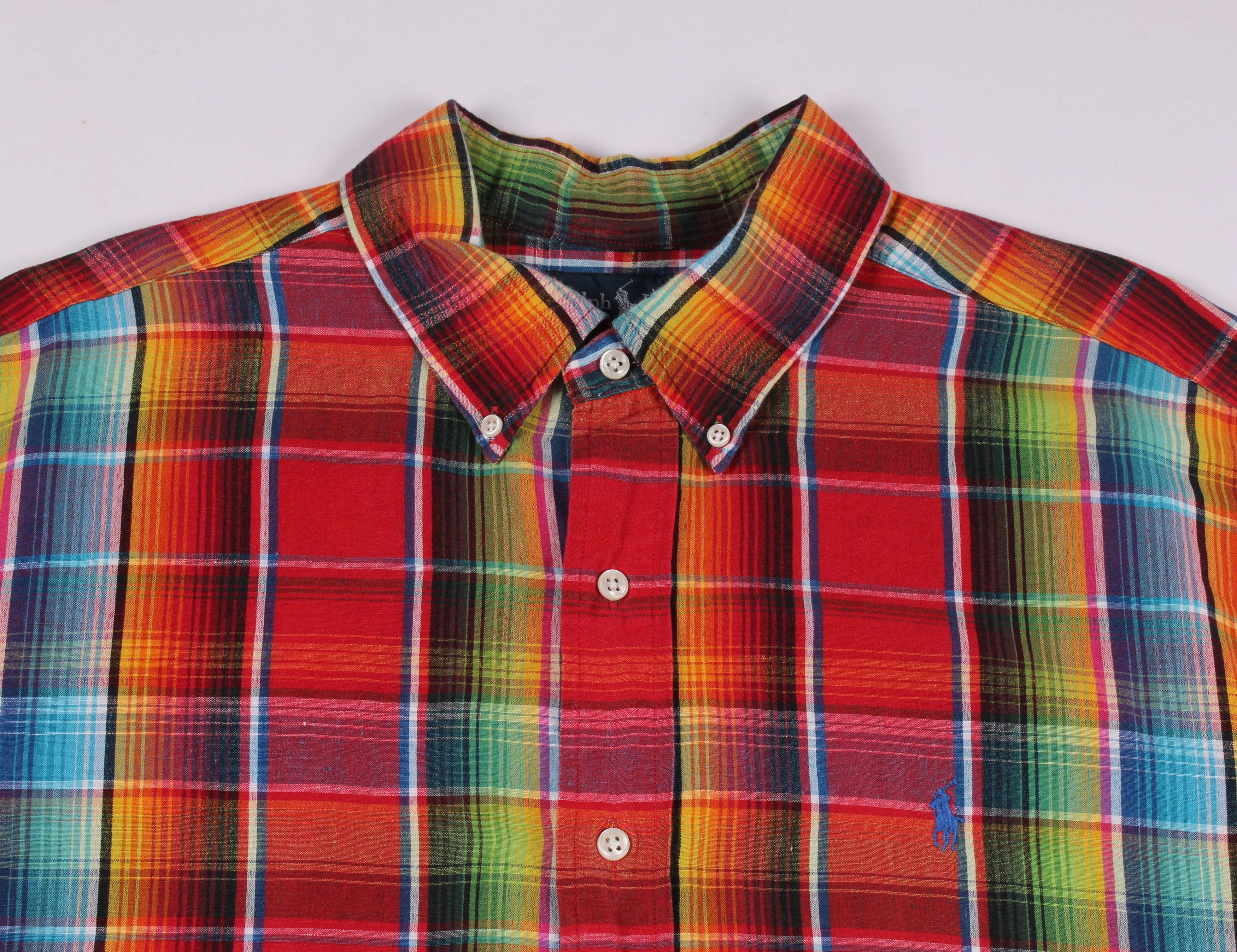 Ralph Lauren Ralph Lauren Linen Blend Rainbow Checkered Shirt Size US XL / EU 56 / 4 - 2 Thumbnail