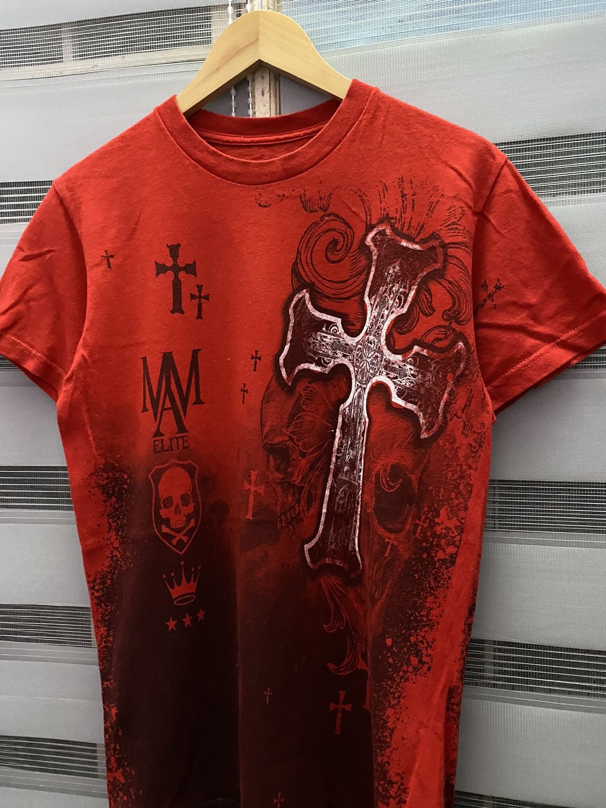 14th Addiction × Affliction × If Six Was Nine Mma Elite Affliction Styled Big Cross Skull Punk Tee Size US S / EU 44-46 / 1 - 4 Thumbnail