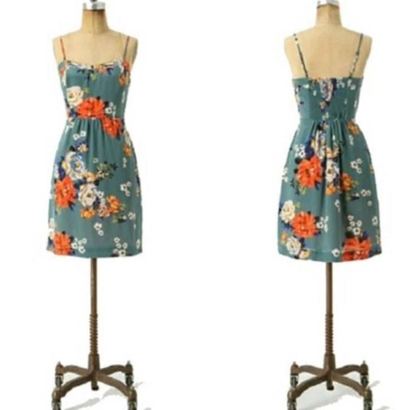 Anthropologie ANTHROPOLOGIE Soeurs Floral Spaghetti Strap Mini Dress 0 Size XS / US 0-2 / IT 36-38 - 10 Thumbnail