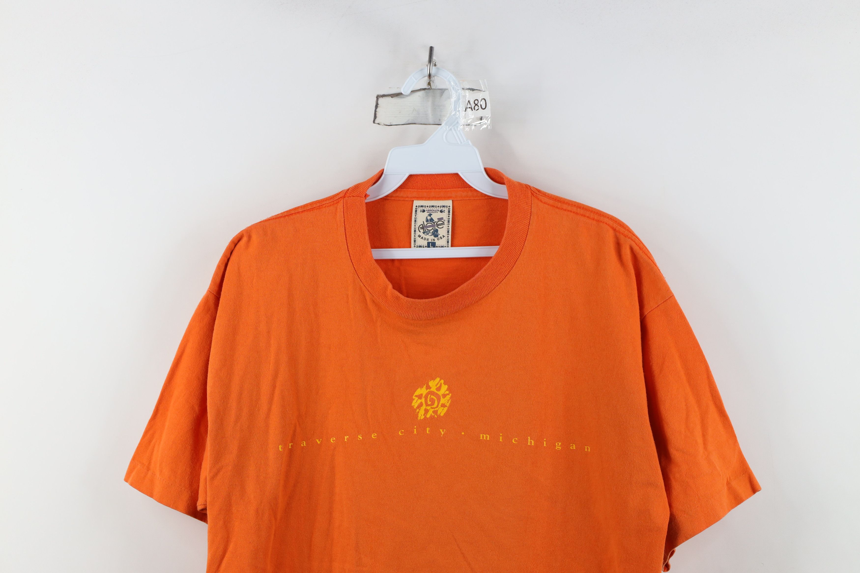 Vintage Vintage 90s City Michigan Tribal Sun T-Shirt Orange USA Size US L / EU 52-54 / 3 - 2 Thumbnail