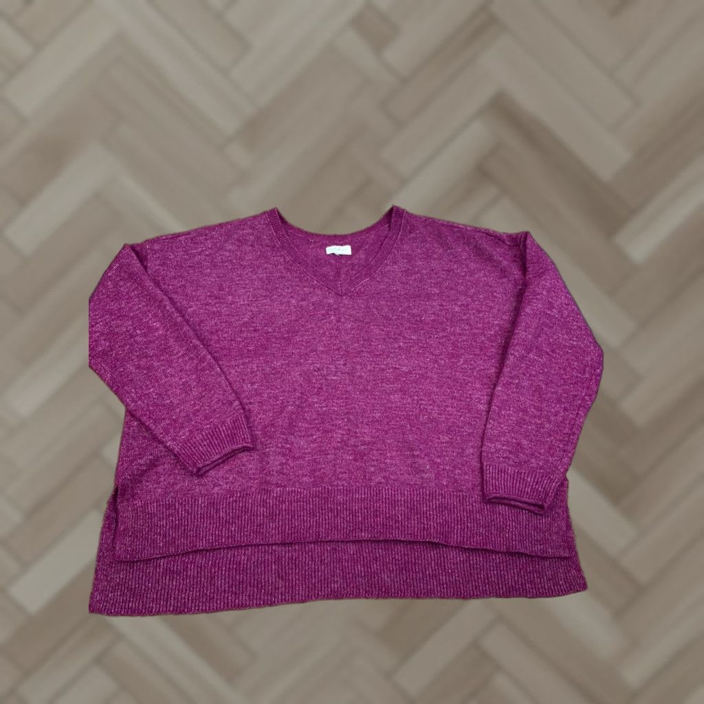 Lucky Brand Lucky Brand Sweater Women XL Purple V-Neck Wool Blend Pullover Solid All Seasons Lightweight Stretch Winter Spring Fall Casual Travel Workwear Size XL / US 12-14 / IT 48-50 - 1 Thumbnail