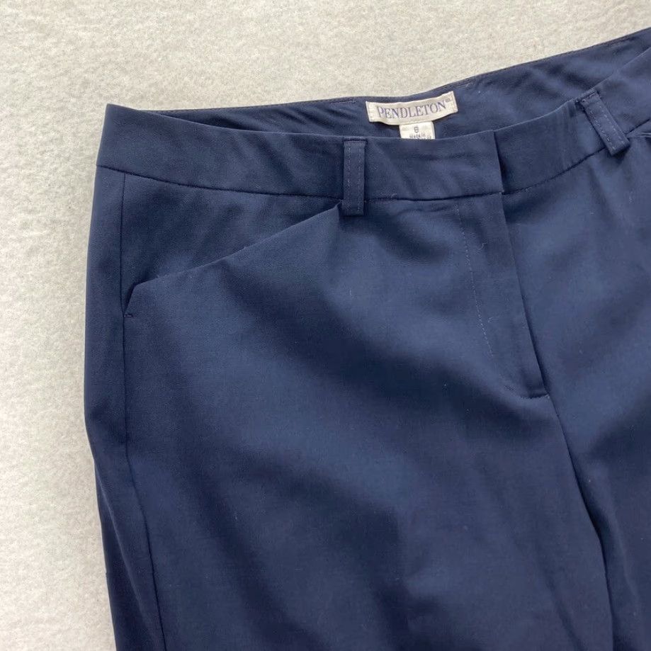 Pendleton Vintage Pendleton Women's 8 Blue Virgin Wool Stretch Flat Front Dress Pants VTG Size 30" / US 8 / IT 44 - 3 Thumbnail