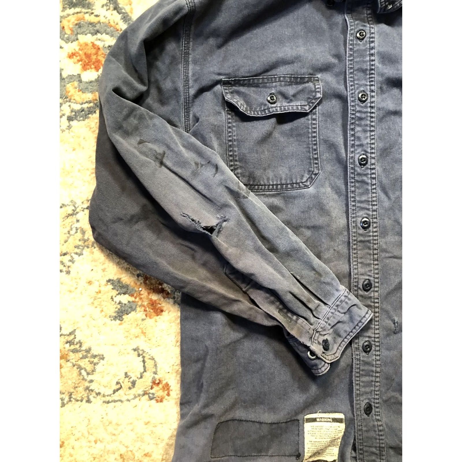 Carhartt Carhartt FR Shirt Mens XL Flame Resistant Button-Up Long Sleeve Blue Twill Cotton Nylon Workwear with Pockets Size US XL / EU 56 / 4 - 3 Thumbnail