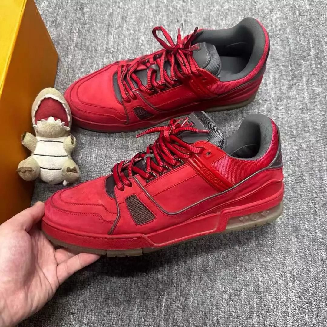 Louis Vuitton LV Red Trainer 95 New 42 Original Box Size US 9 / EU 42 - 2 Thumbnail