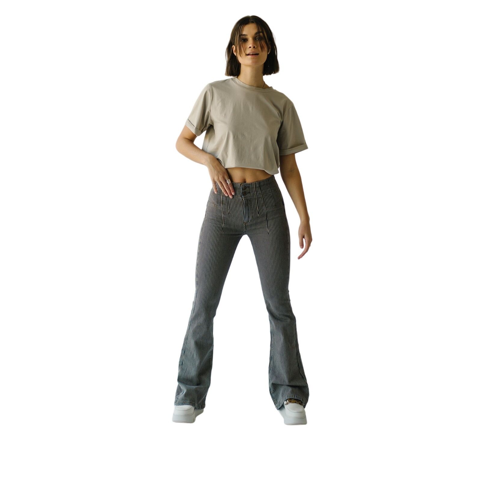 Free People $98 MSRP-Free People Jayde Railroad Flare Jeans-Sz 27 - NWOT Size 27" / US 4 / IT 40 - 5 Thumbnail