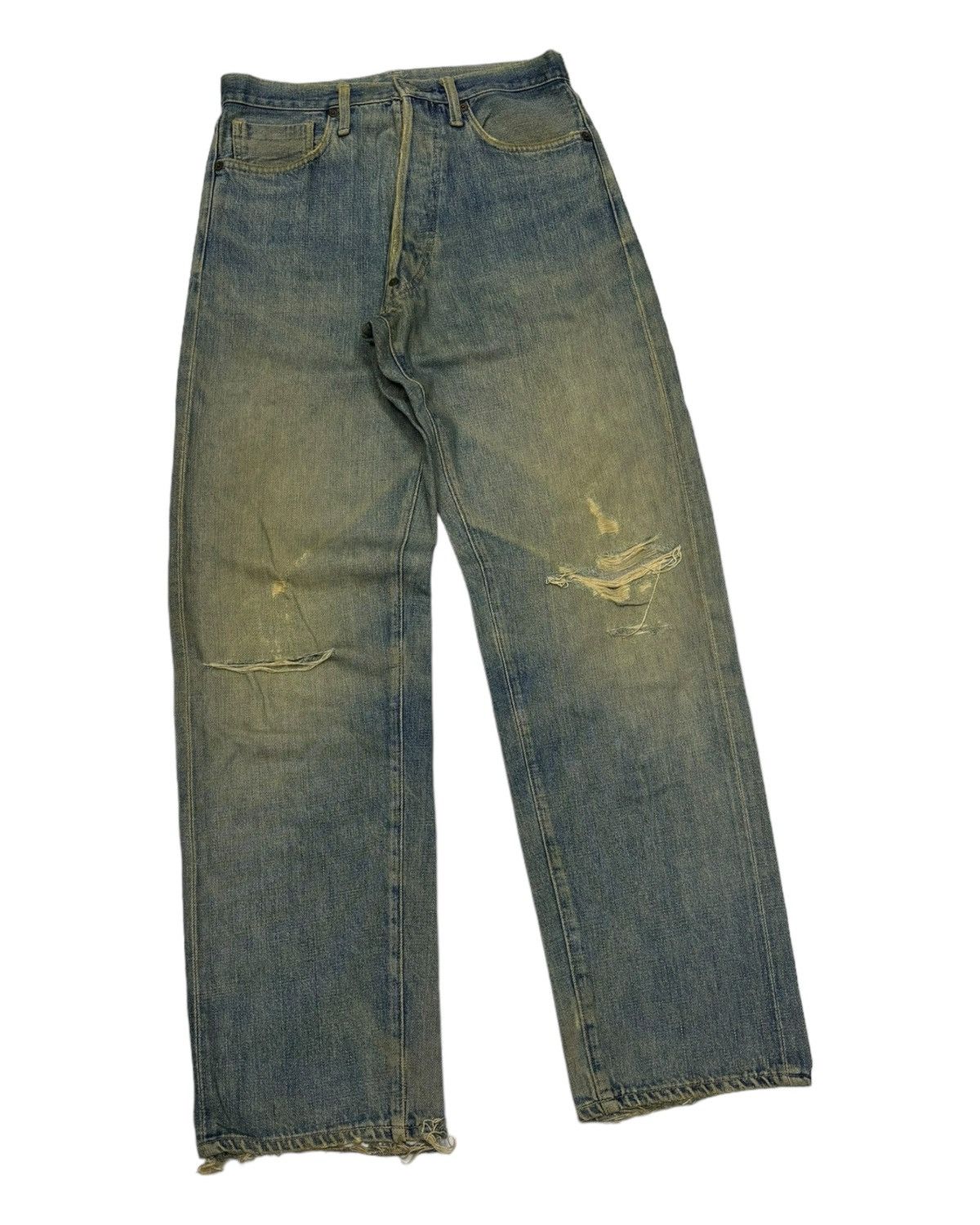 Kapital 🔥VINTAGE 70s BUCKLE BACK SELVEDGE JAPANESE DISTRESS DENIM Size US 30 / EU 46 - 5 Thumbnail