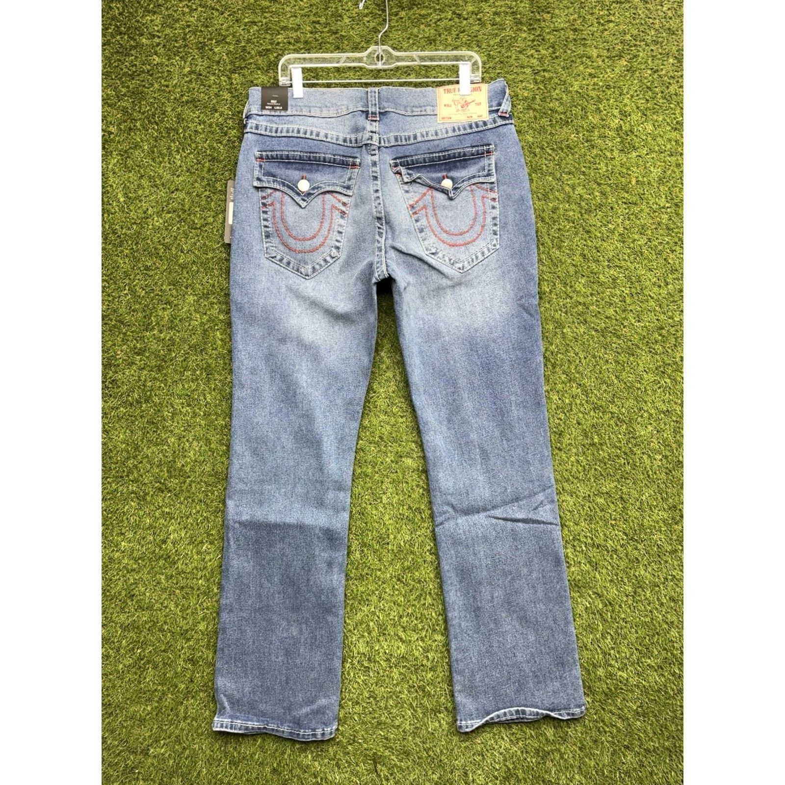 True Religion True Religion Jeans Mens 34x32 Billy Relaxed Bootcut Denim 700519 NWT Blue Leather Logo Pocket Zipper 5-Pocket Casual Classic Regular Mens Jeans Size US 34 / EU 50 - 2 Thumbnail