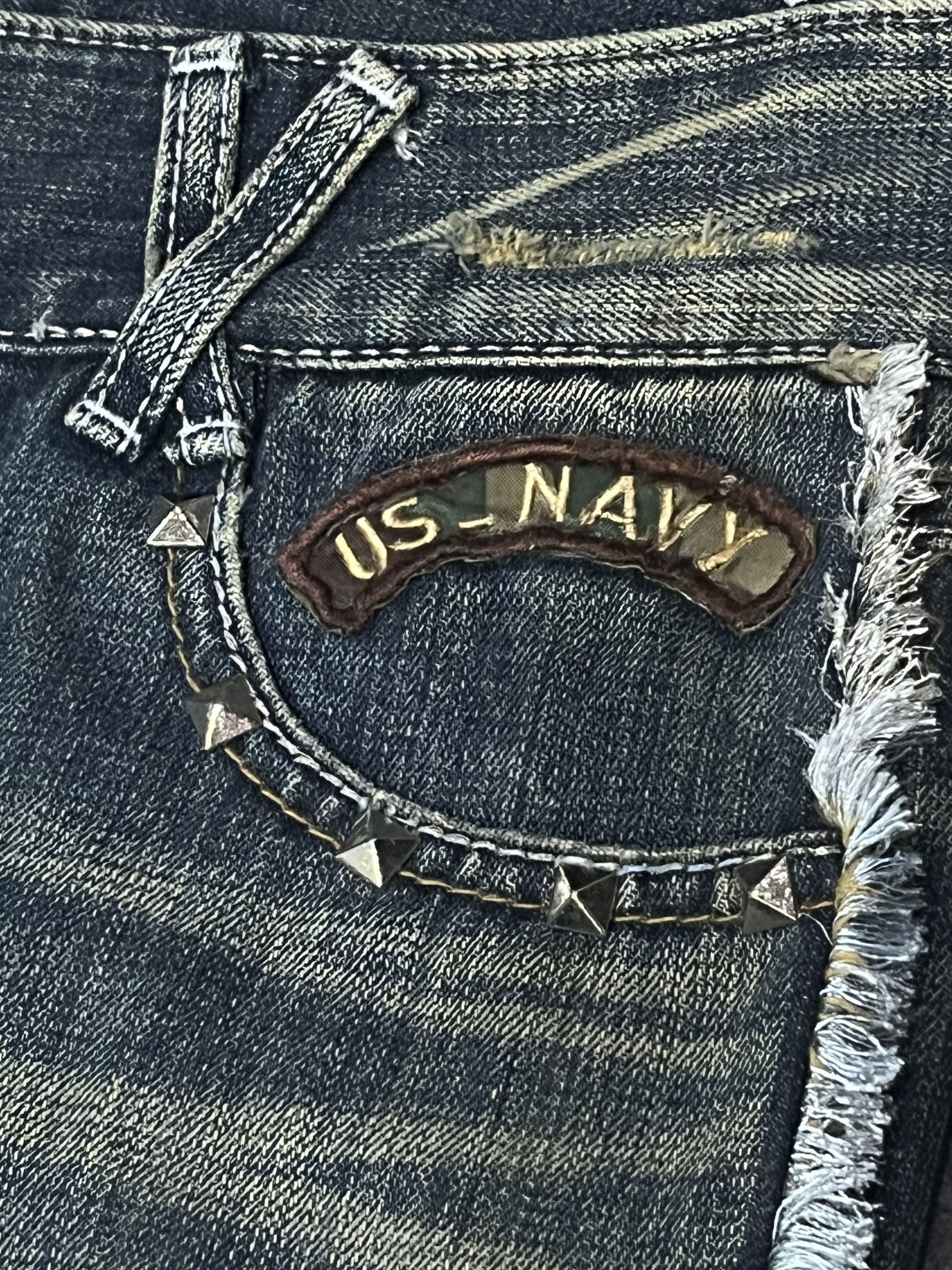 Japanese Brand LUSC Distressed Flare Jeans Patchwork, Ripped, Raw Hem Rare Size 28" / US 6 / IT 42 - 8 Thumbnail