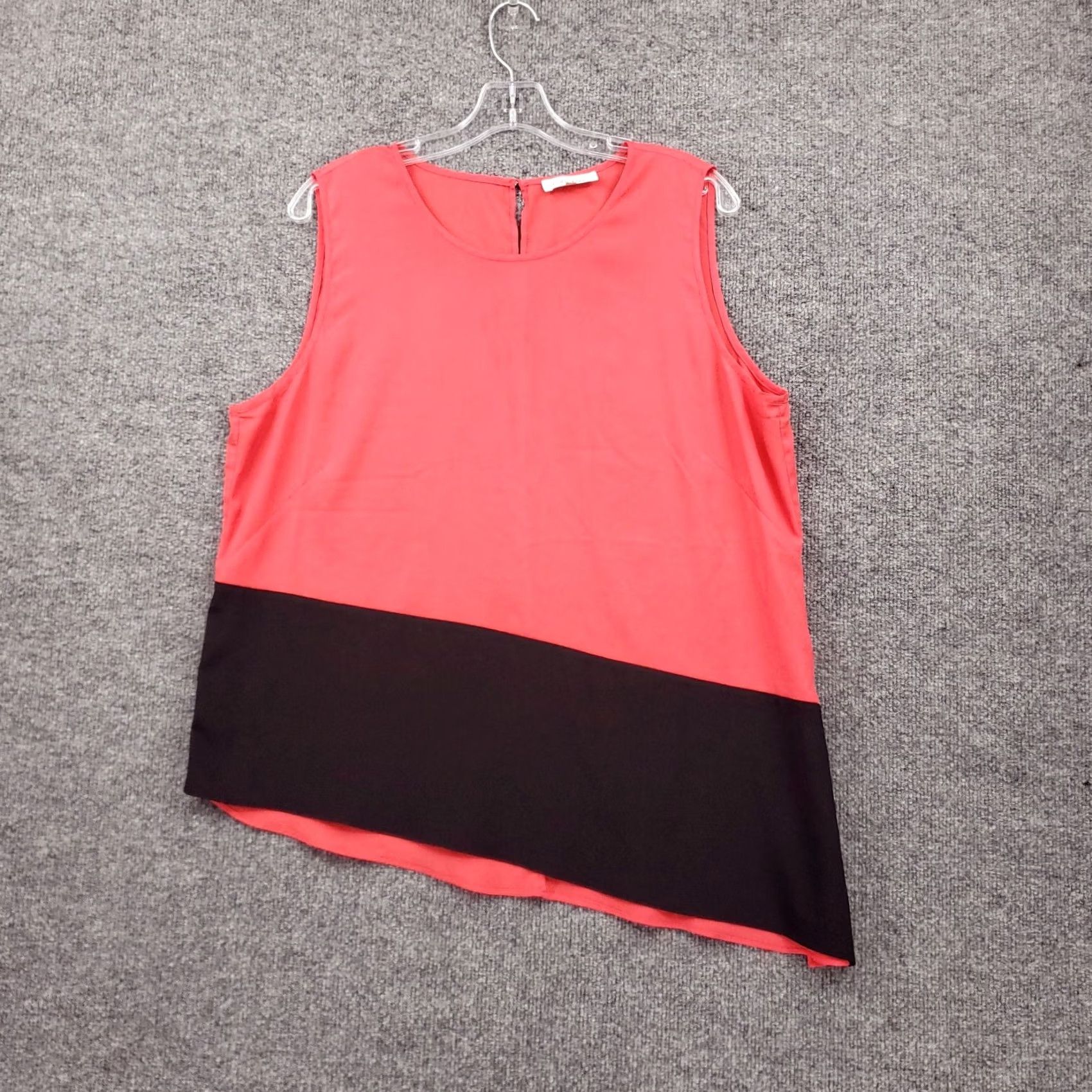 Calvin Klein Calvin Klein Tank Womens XL Red Colorblock Round Neck Asymmetric Hem Sleeveless Size XL / US 12-14 / IT 48-50 - 2 Thumbnail