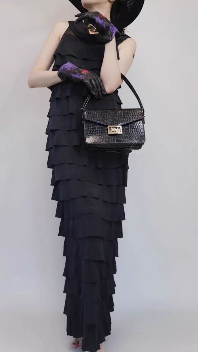 Fendi Fendi Vintage Black Silk Tulle Hepburn Evening Gown IT40 S Size S / US 4 / IT 40 - 1 Thumbnail