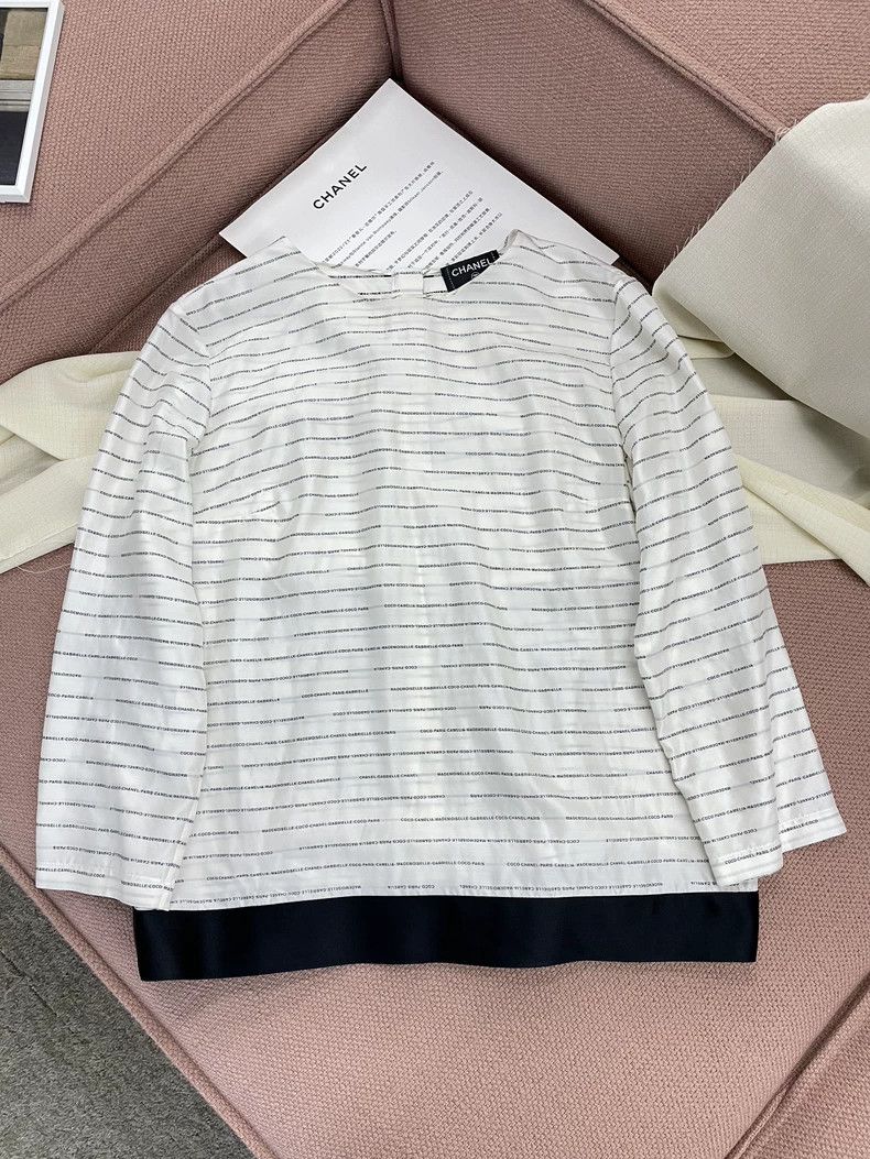 Chanel Chanel 20S Logo Stripe Silk Top - dmc Size US L / EU 52-54 / 3 - 1 Thumbnail