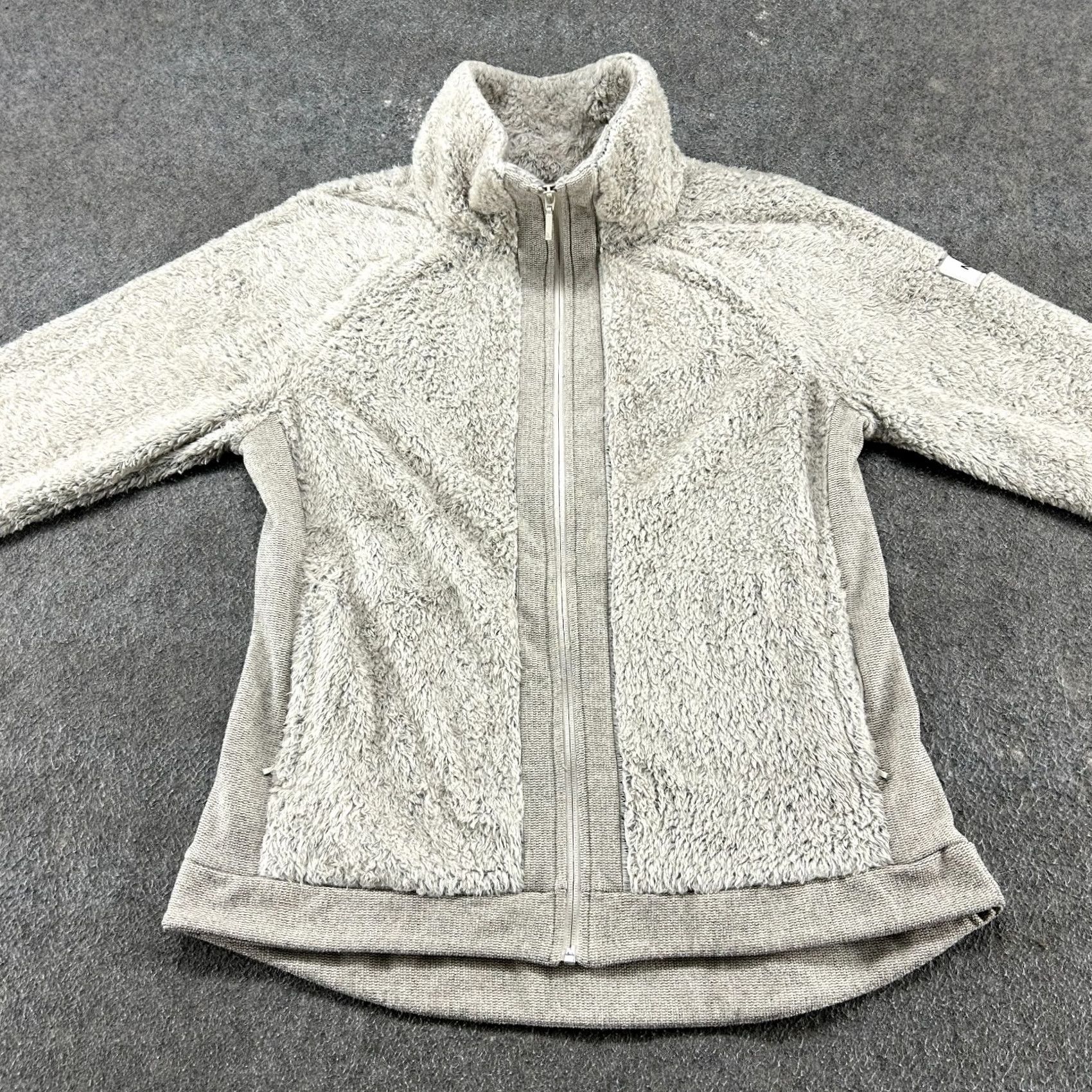 The North Face The North Face Jacket Womens L Cream Oatmeal Fleece Sherpa Logo Mid-Length Long Sleeve Polyester Zip Solid Ivory Regular Seasonal Fall Winter Spring Size L / US 10 / IT 46 - 3 Thumbnail