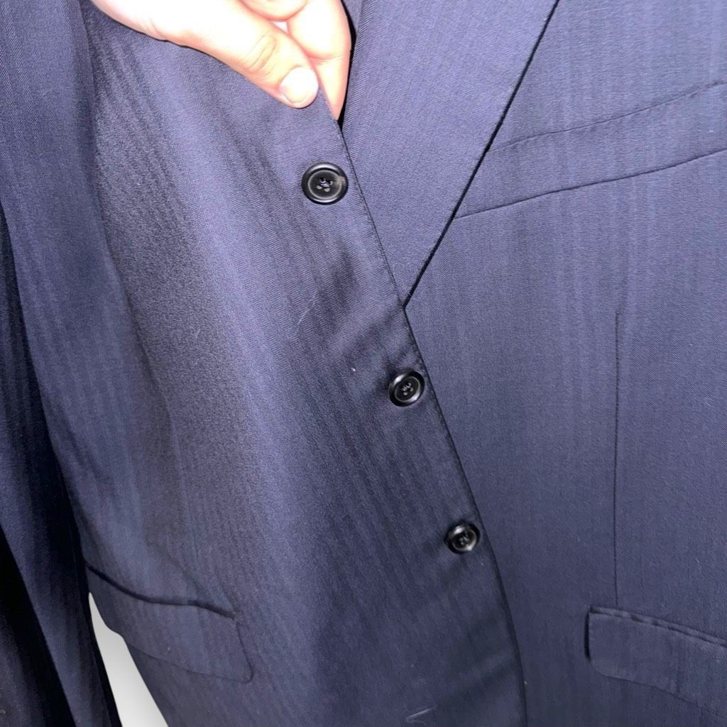Oxxford Clothes Navy Oxxford Clothes Bespoke 3 Roll 2 Suit Jacket Size 46R Size 46R - 9 Thumbnail