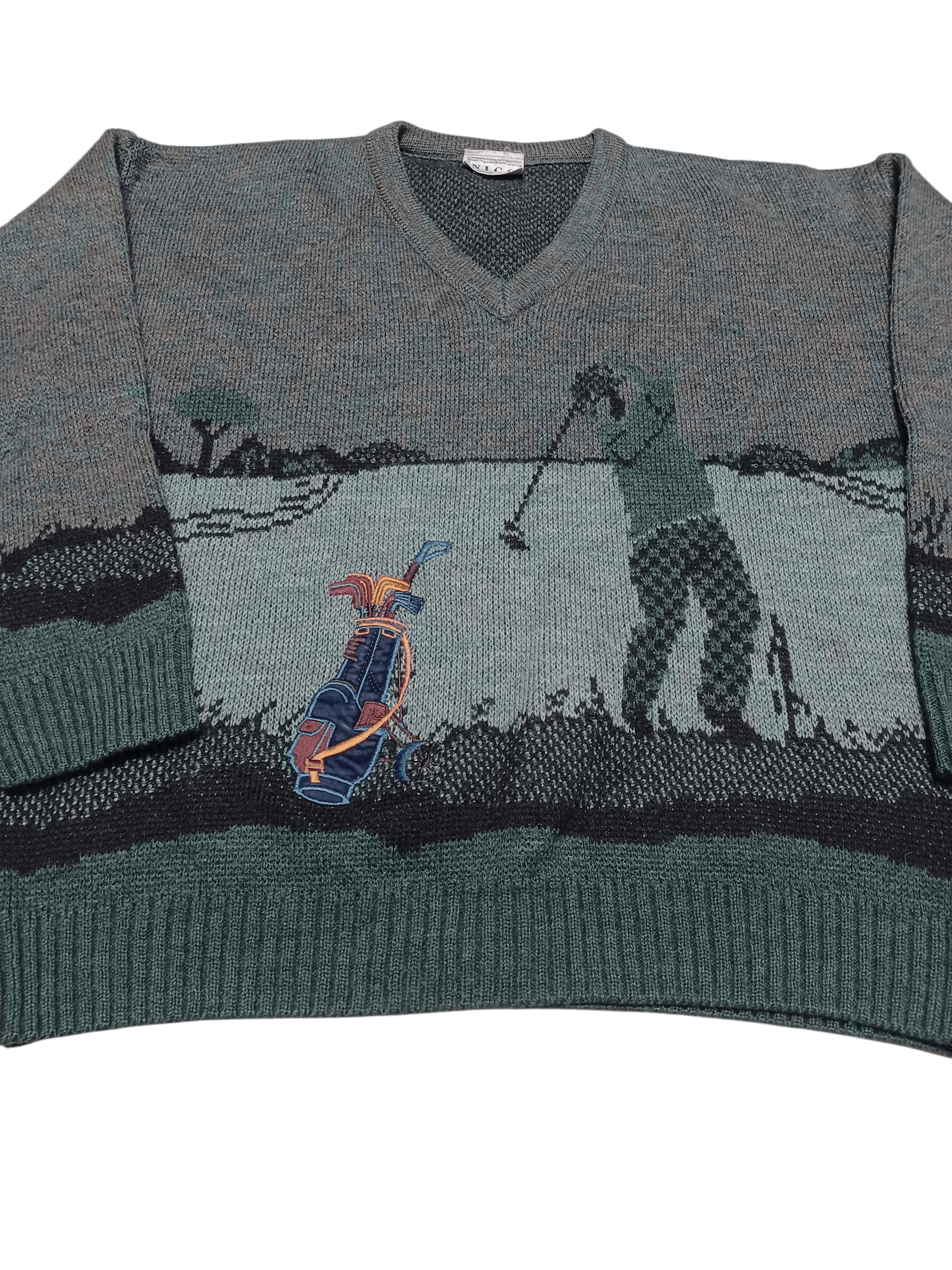Other VINTAGE 90S OLDMONEY GOLF BIG LOGO V-NECK MADE IN UK SWEATER Size US XL / EU 56 / 4 - 2 Thumbnail