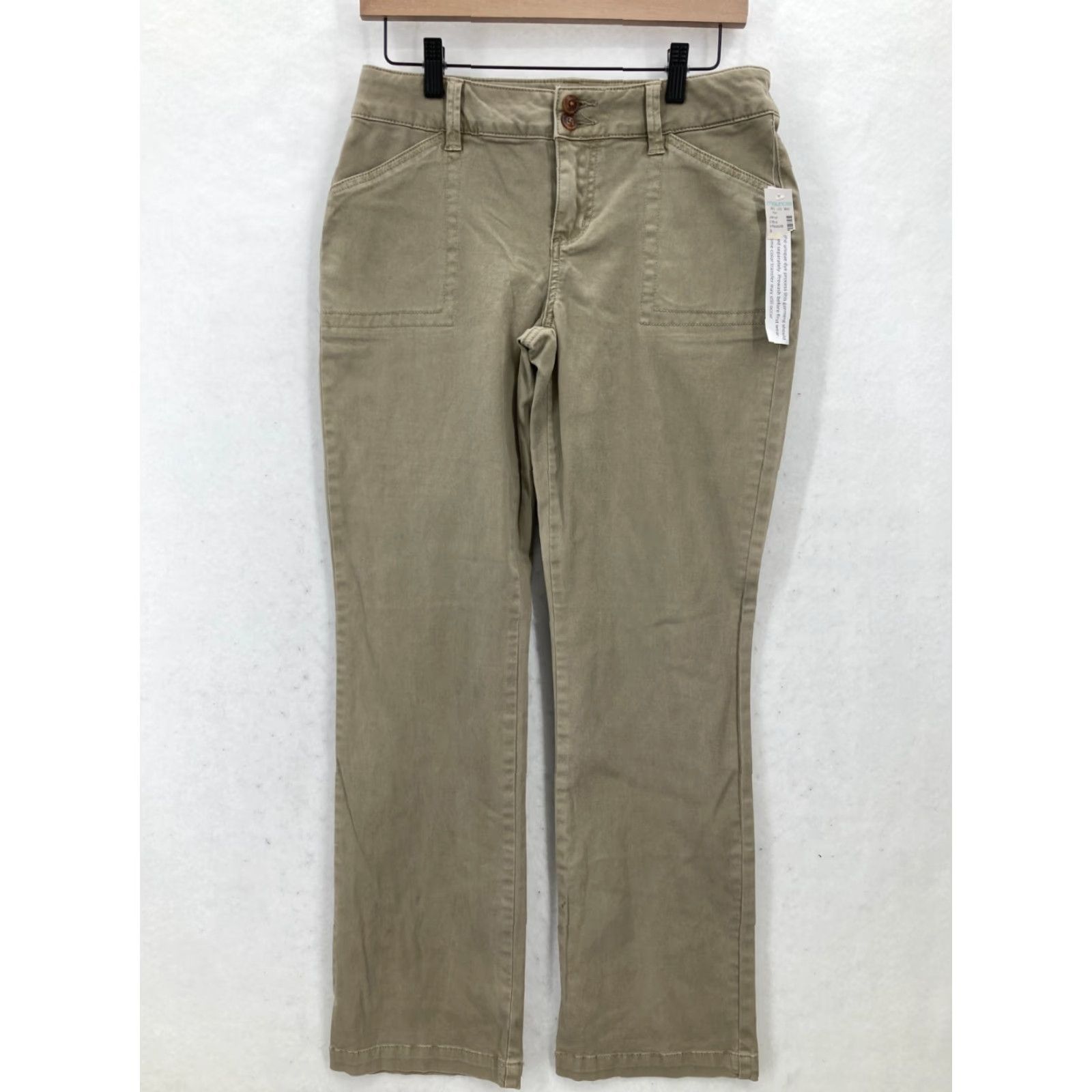 Vintage Maurices Chino Pants Women's 6 Slim Bootcut Khaki Beige Stretch Casual Short 29in Inseam Pants Women Size 28" / US 6 / IT 42 - 2 Thumbnail