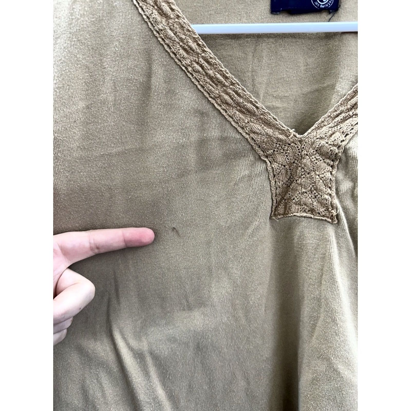 Vintage Venezia Jeans Womens Shirt Brown V-Neck Long Sleeve Size 22/24 Crochet Trim 90s Classic Size XL / US 12-14 / IT 48-50 - 7 Thumbnail