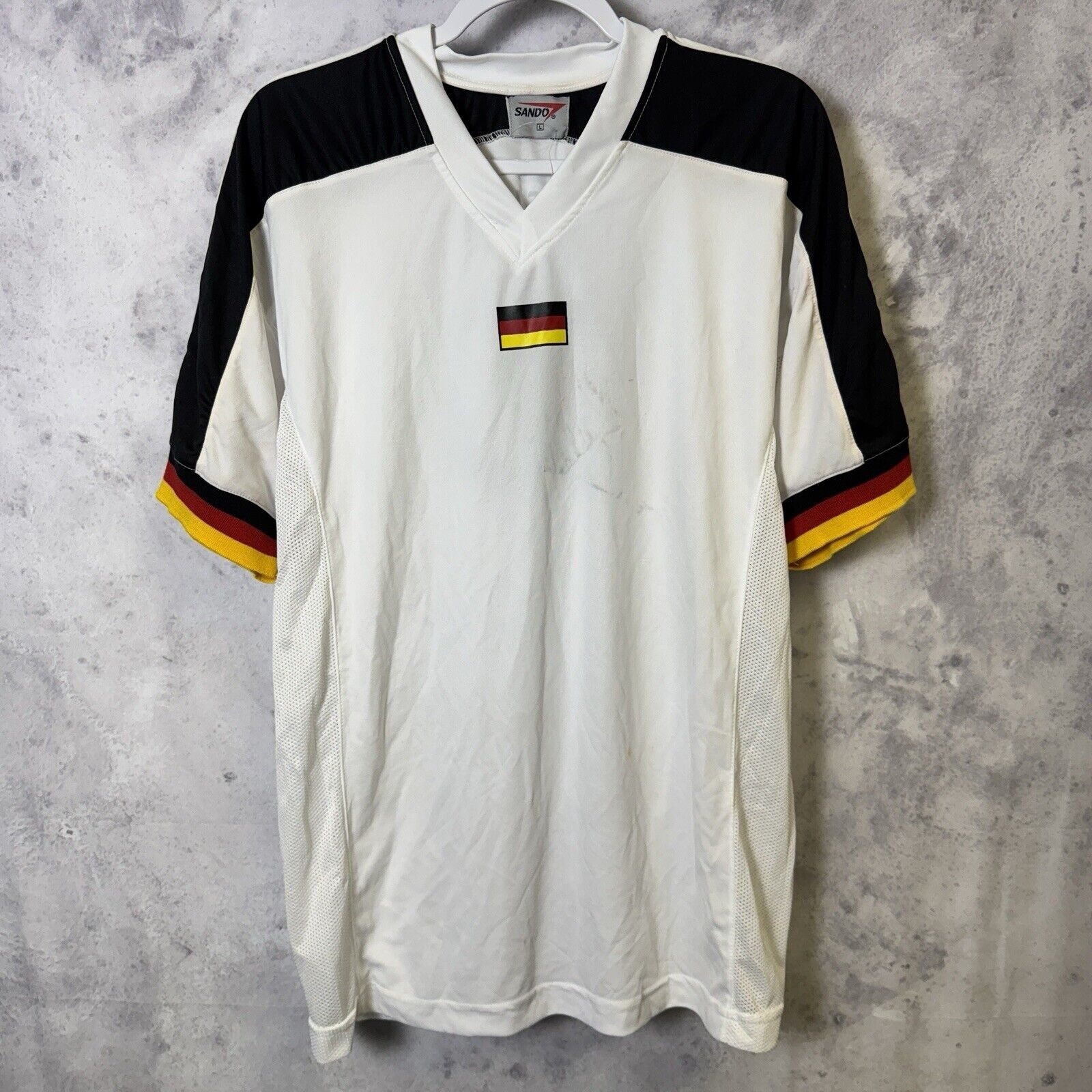 Vintage Vintage Sando Deutschland Soccer Jersey Shirt Mens Large Size US L / EU 52-54 / 3 - 1 Thumbnail