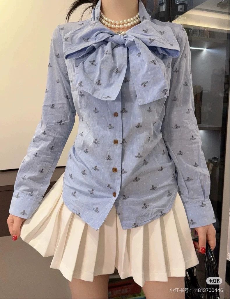 Vivienne Westwood Vivienne Westwood Blue Saturn full knot shirt Size M / US 6-8 / IT 42-44 - 1 Thumbnail