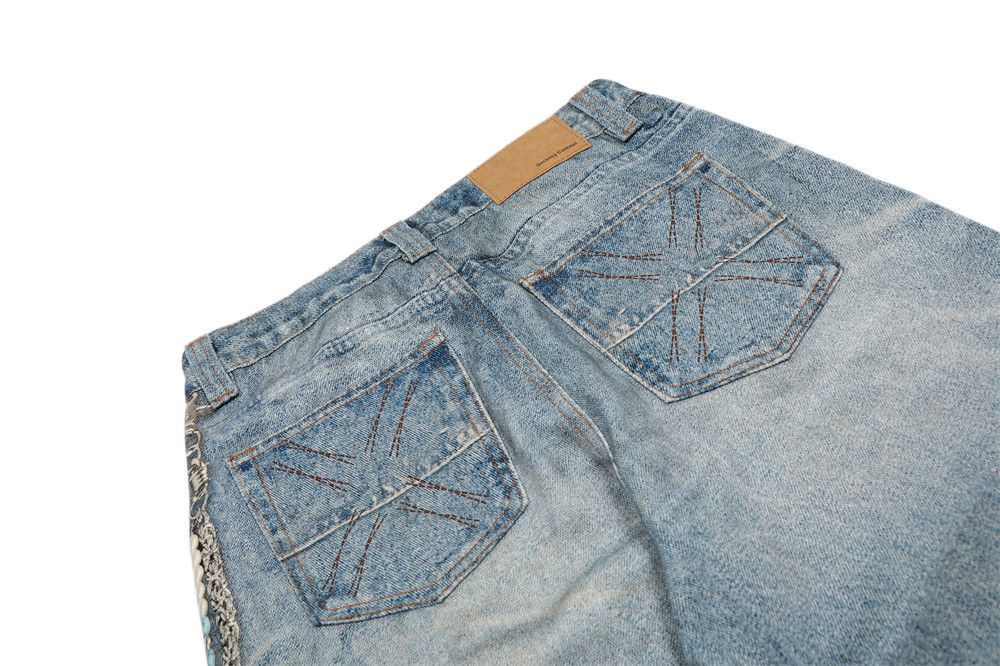 Japanese Brand × Vintage Men's distressed ripple chain loose straight washed jeans Size US 32 / EU 48 - 5 Thumbnail