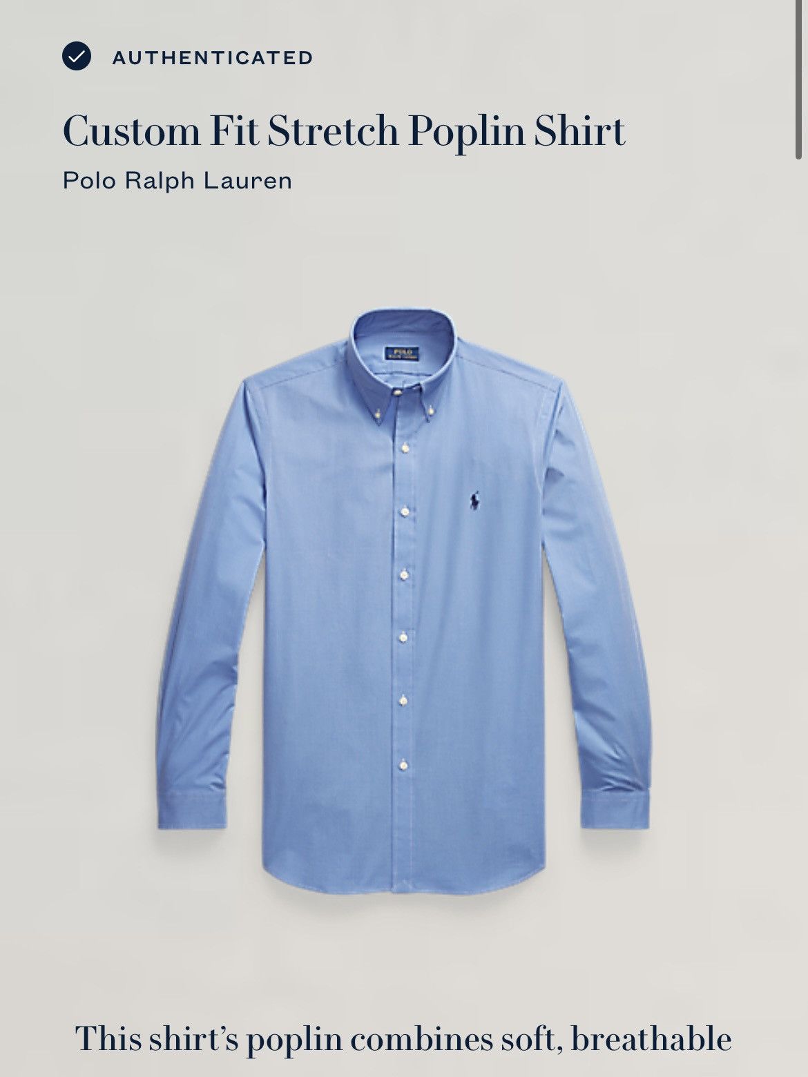 Polo Ralph Lauren Polo Ralph Lauren Custom Fit Stretch Poplin Shirt Size US L / EU 52-54 / 3 - 10 Thumbnail