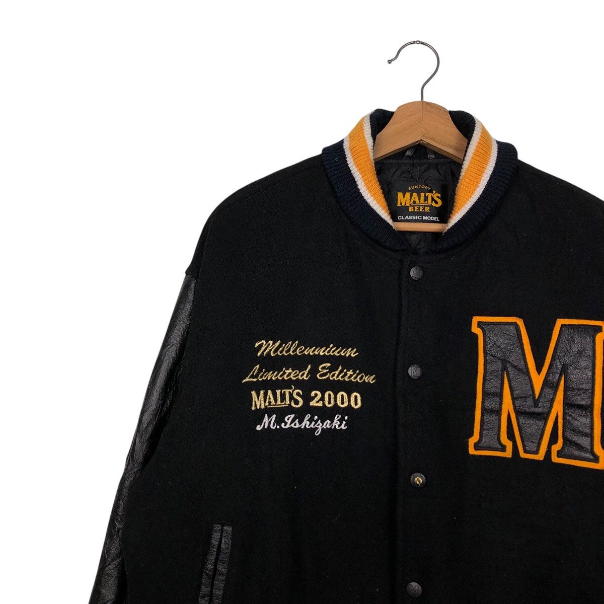 Japanese Brand 📌Vintage Jumper Bomber Leather Jacket Suntory Malt's Beer Size US M / EU 48-50 / 2 - 8 Thumbnail