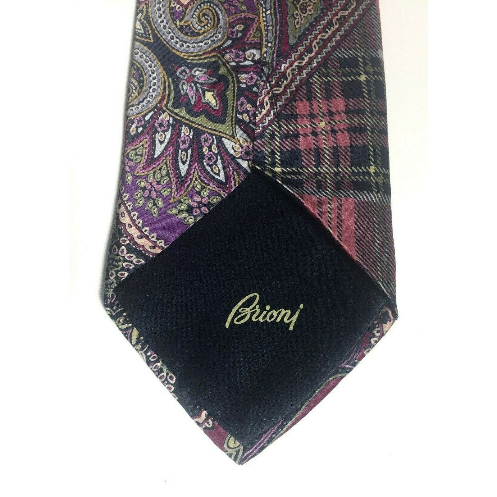 Brioni Brioni Roma Mens Italy Woven Pink Abstract 100% Silk Necktie Size ONE SIZE - 3 Thumbnail