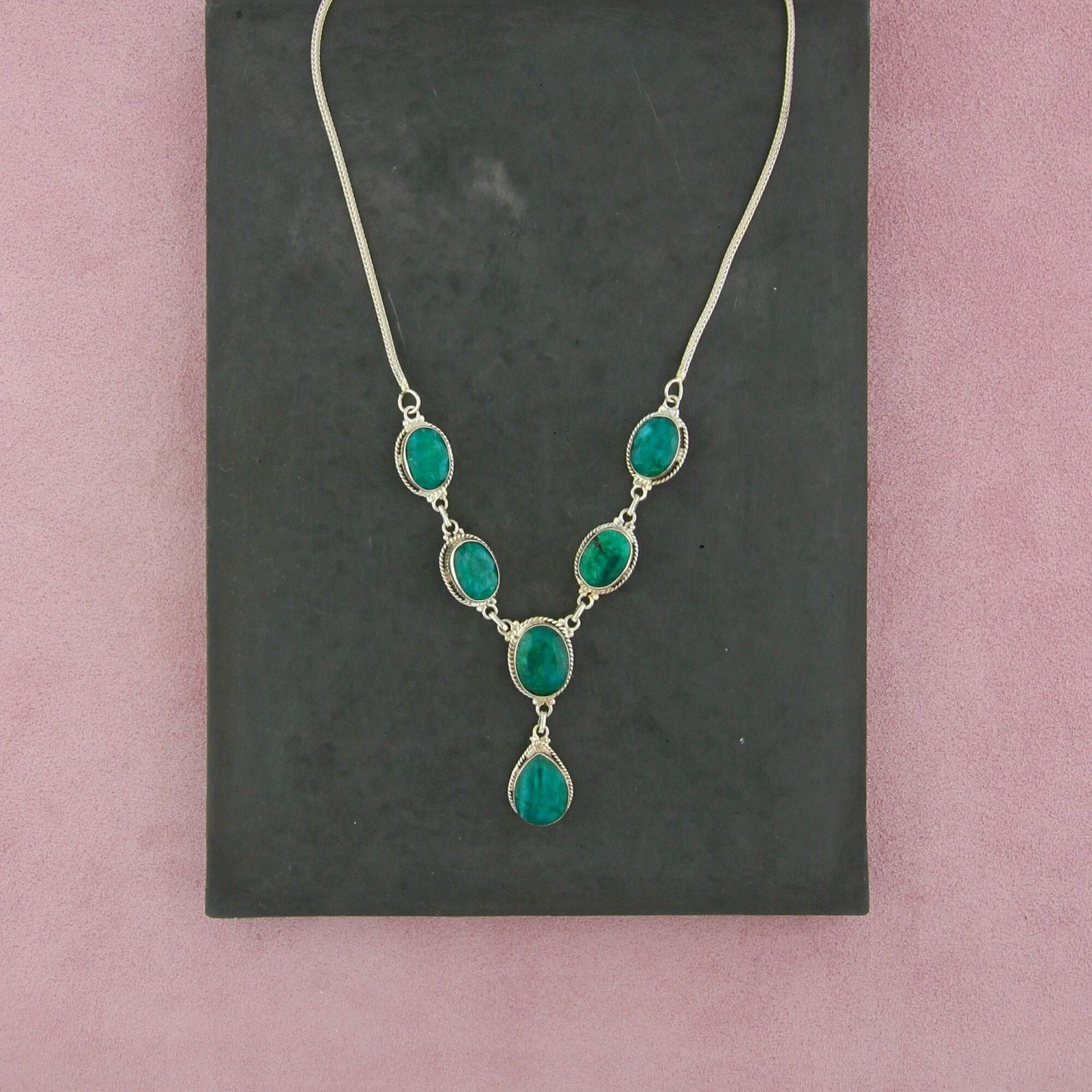 Sterling Silver sterling silver braided emerald necklace size 17.5-19.5in Size ONE SIZE - 1 Thumbnail