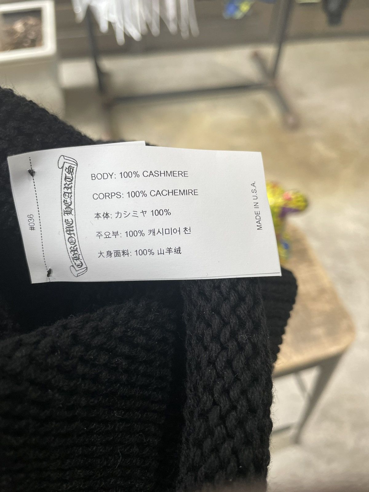 Chrome Hearts Chrome Hearts Hand Woven Cross Cashmere Beanie Black Size ONE SIZE - 6 Thumbnail