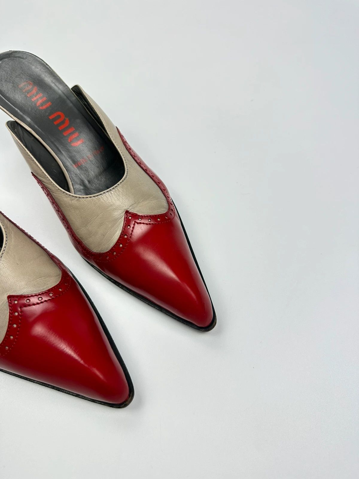 Miu Miu Miu Miu 90’s Red Leather Mules Pumps Kitten Heels Size US 6 / IT 36 - 7 Thumbnail