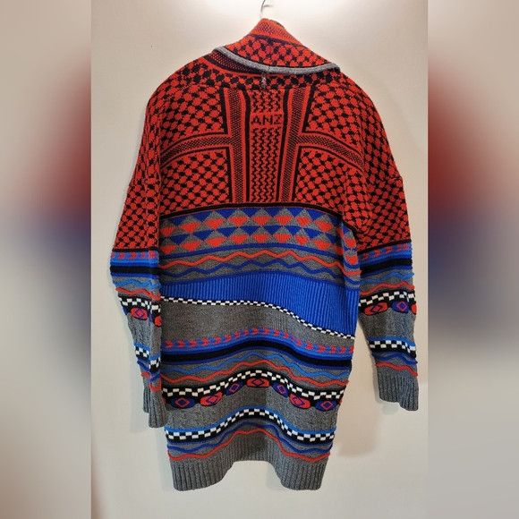 Other Anz Clothing Red Gray Blue Long Knitwear Cardigan - One Size Size ONE SIZE - 2 Thumbnail
