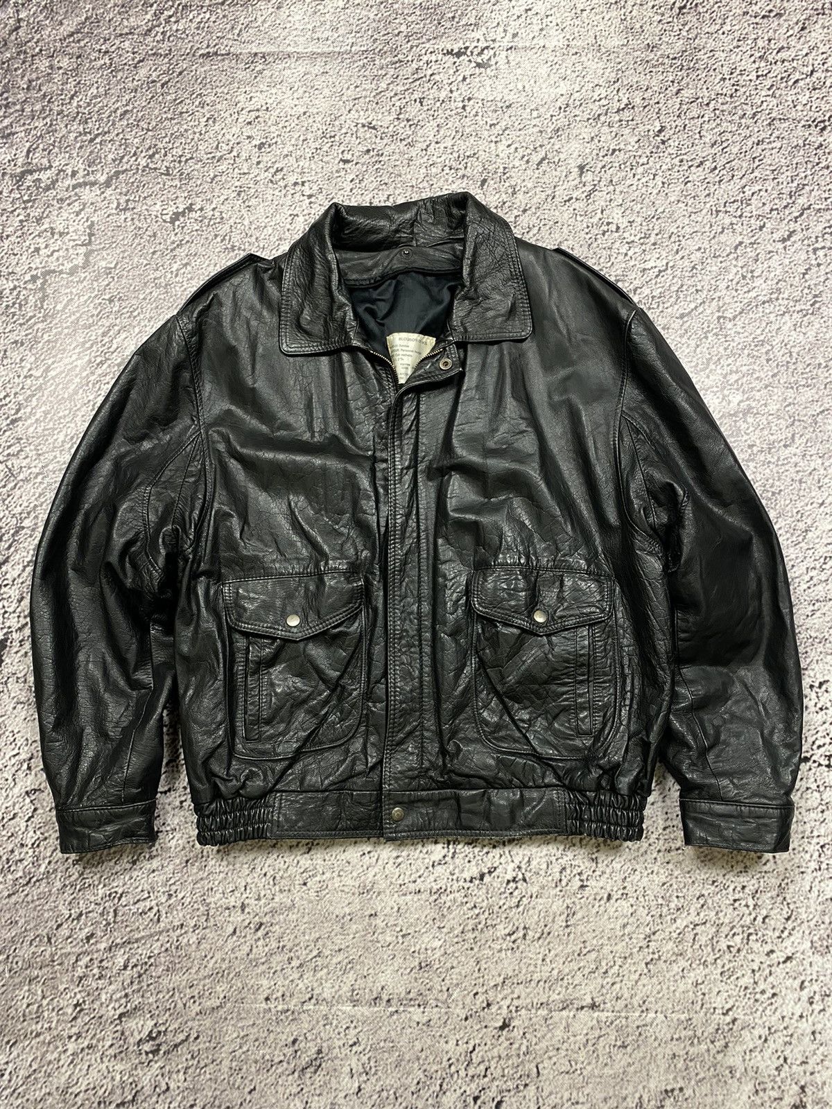 image of Leather Jacket x Vintage 90’S Real Leather Washed Jacket Bomber Avant Garde in Black (Size Large)