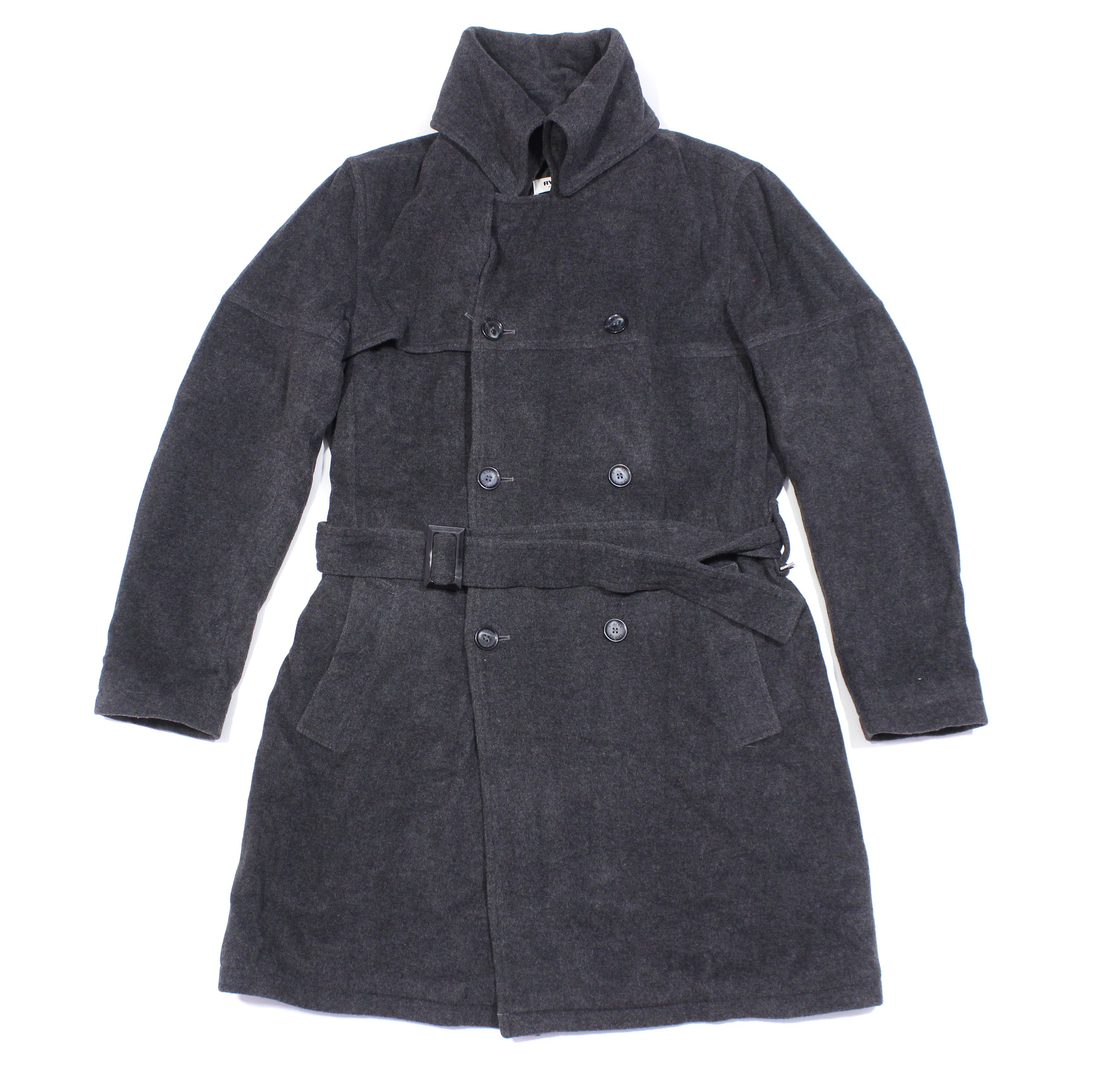 image of Rykiel Homme Wool Cashmere Double Breasted Coat in Grey, Men's (Size Medium)