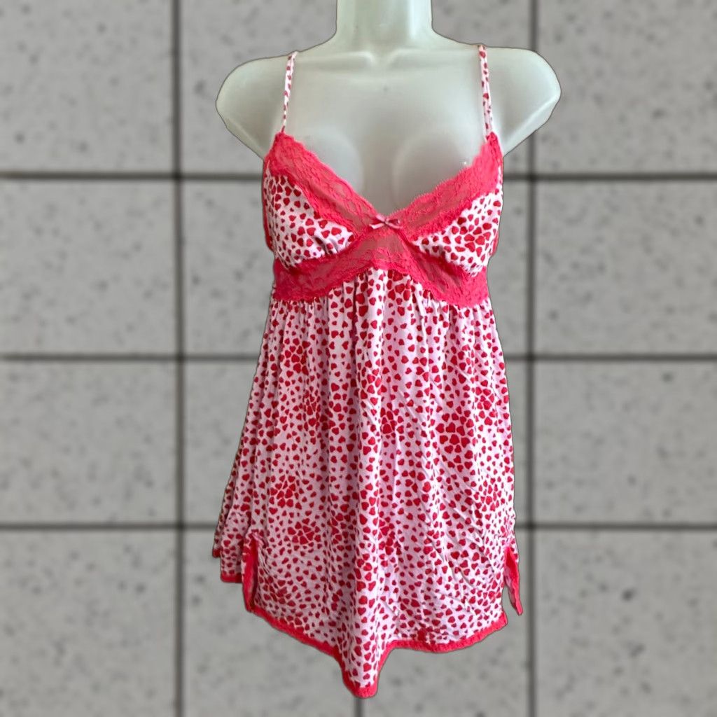 Victoria's Secret Victoria's Secret Lingerie Teddy Slip Medium Pink Heart Dots Sexy Cute Women M Teddy Size ONE SIZE - 1 Thumbnail