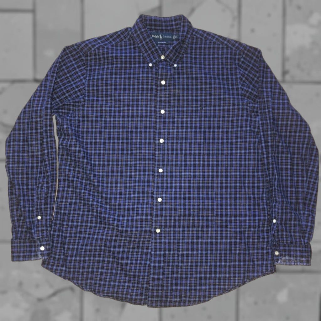 Polo Ralph Lauren VINTAGE Polo Ralph Lauren Men's Long Sleeve Button Shirt XL Blue Plaid Custom Fit 90s Size US XL / EU 56 / 4 - 1 Thumbnail