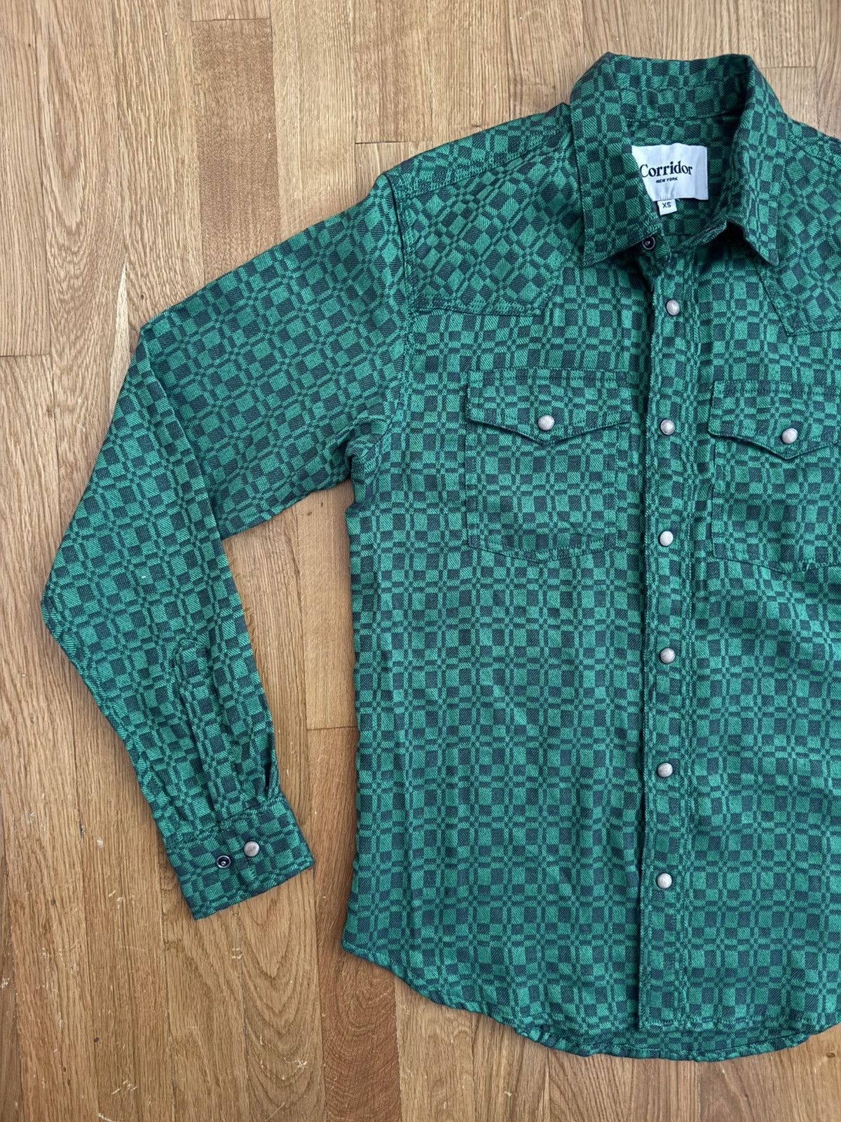 Corridor Corridor Overshot Western Long-Sleeve Shirt Green XS NWT Size US XS / EU 42 / 0 - 2 Thumbnail