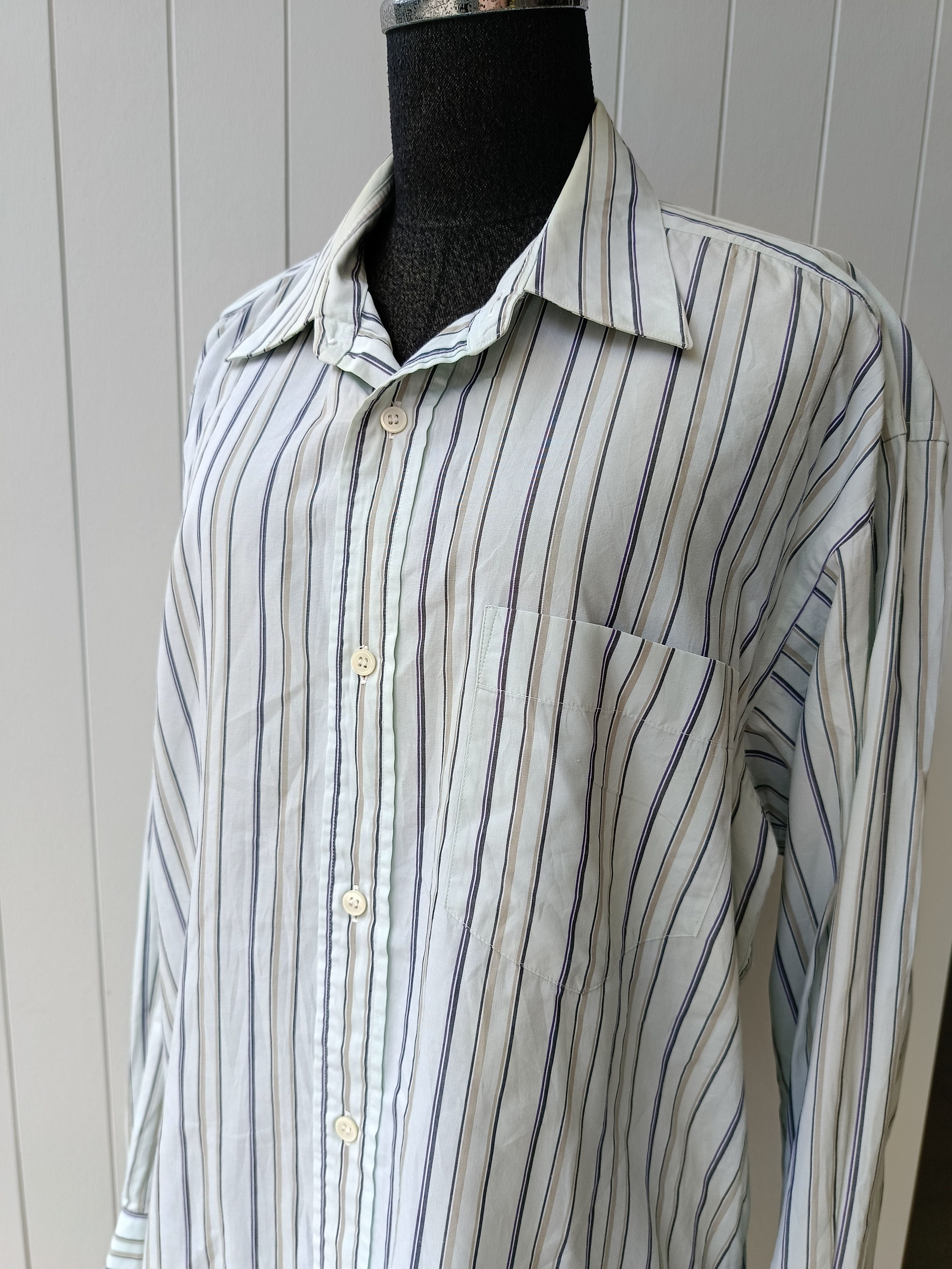 Issey Miyake Issey Miyake IM design Japan pinstripe white pale blue shirt Size US L / EU 52-54 / 3 - 8 Thumbnail