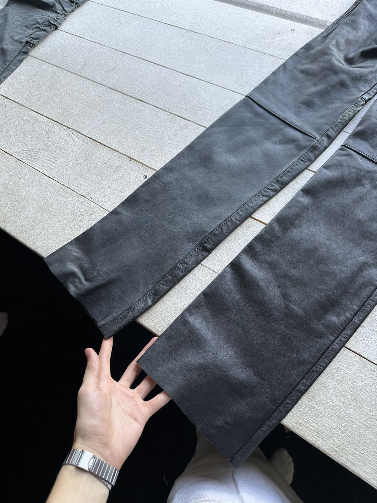 Leather IXS🚨BLACK LEATHER Racing Team Jumpsuit/Coverall LIKE yamaha Size 24" / US 00 / IT 34 - 10 Thumbnail