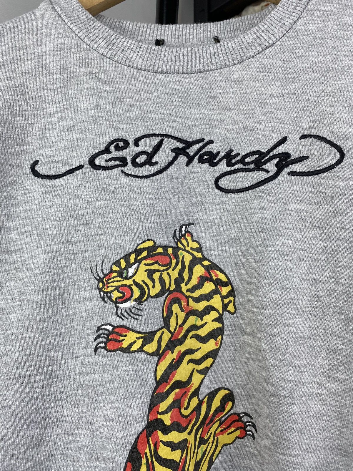 Ed Hardy × Vintage Ed Hardy Christian Audigier Tiger Wild Grey Women Sweatshirt Size M / US 6-8 / IT 42-44 - 2 Thumbnail