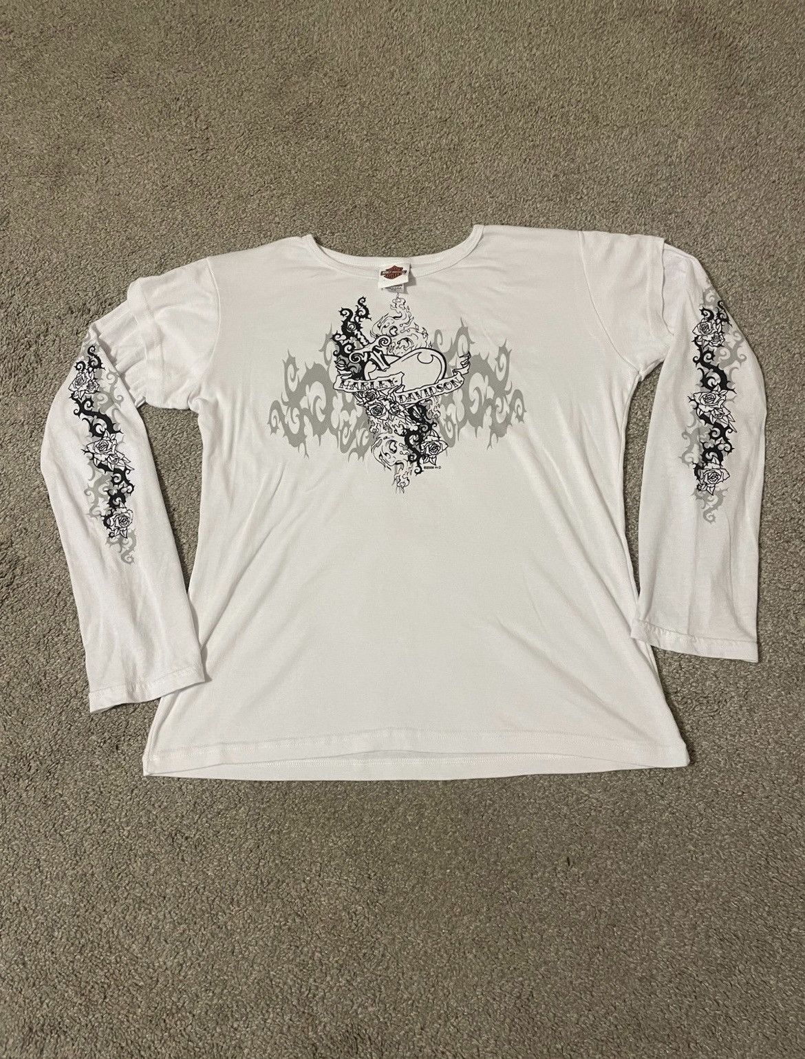 Ed Hardy × Harley Davidson × Vintage Vintage Y2K Harley Davidson Long Sleeve T Shirt Womens 2XL Size XXL / US 16-18 / IT 52-54 - 2 Thumbnail