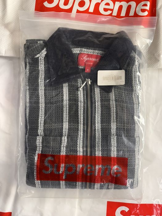 Supreme Supreme Plaid Thermal Zip Up Shirt Black SMALL | Grailed